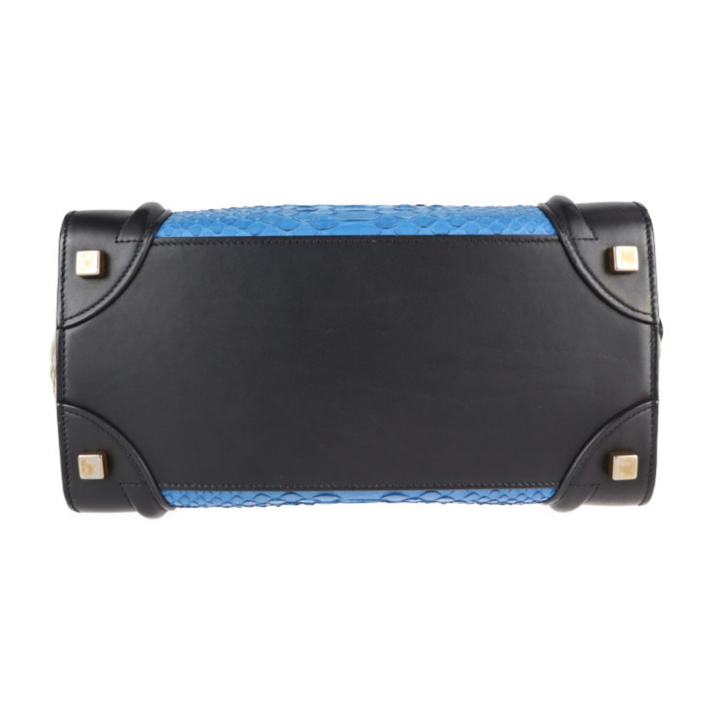 Celine Micro Shopper Python Leather Tote Black Bl… - image 4